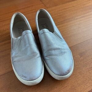 Naturalized Marianne Leather Slip-On Sneakers, Silver Metallic 7.5